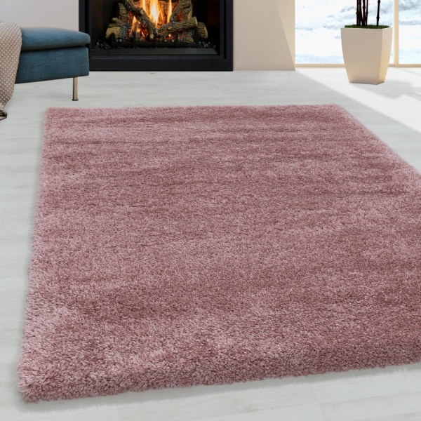 Fluffy Shaggy Plain Rose Rug